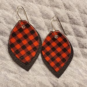 HANDMADE Awesome Red Buffalo Plaid layered earrings!!